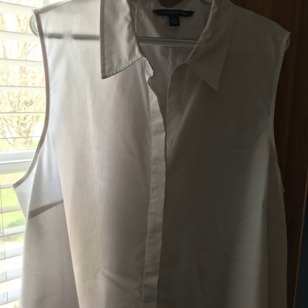 Sleeveless White Button Up